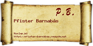 Pfister Barnabás névjegykártya